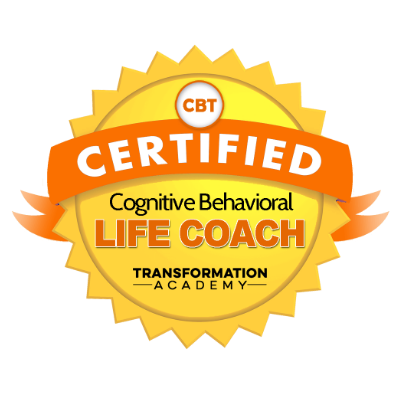 Certified Cognitive Behavioral Life Coach badge from Transformation Academy.